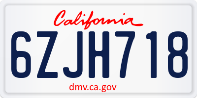 CA license plate 6ZJH718