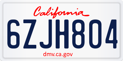 CA license plate 6ZJH804