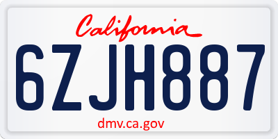 CA license plate 6ZJH887