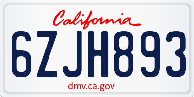 CA license plate 6ZJH893