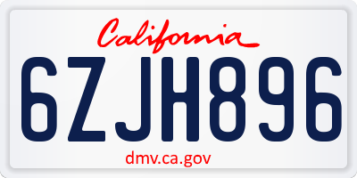 CA license plate 6ZJH896