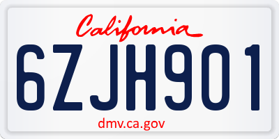 CA license plate 6ZJH901