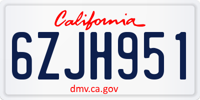 CA license plate 6ZJH951