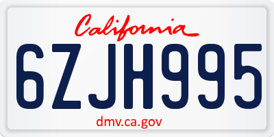 CA license plate 6ZJH995