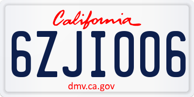 CA license plate 6ZJI006