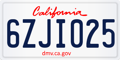 CA license plate 6ZJI025