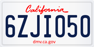 CA license plate 6ZJI050