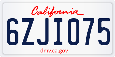CA license plate 6ZJI075