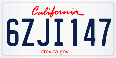 CA license plate 6ZJI147