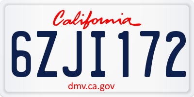 CA license plate 6ZJI172