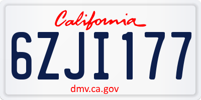 CA license plate 6ZJI177