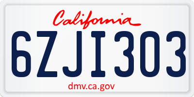 CA license plate 6ZJI303