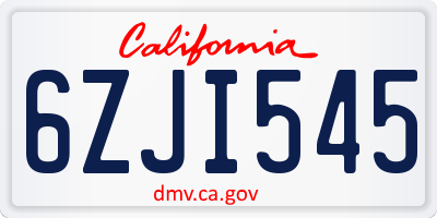 CA license plate 6ZJI545