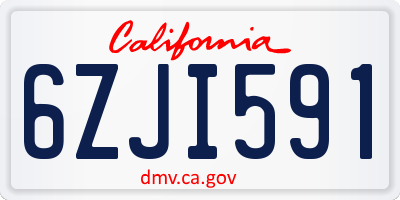 CA license plate 6ZJI591