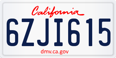 CA license plate 6ZJI615