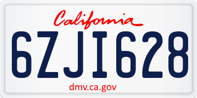 CA license plate 6ZJI628