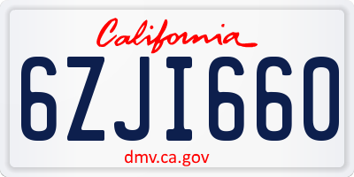 CA license plate 6ZJI660