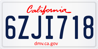 CA license plate 6ZJI718