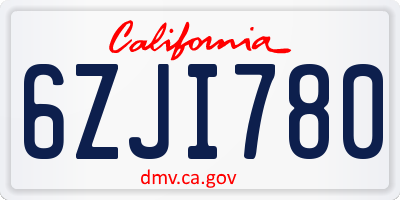 CA license plate 6ZJI780