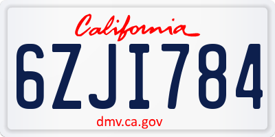 CA license plate 6ZJI784