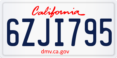 CA license plate 6ZJI795