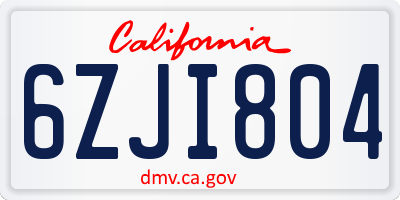 CA license plate 6ZJI804
