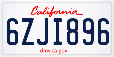 CA license plate 6ZJI896