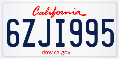 CA license plate 6ZJI995