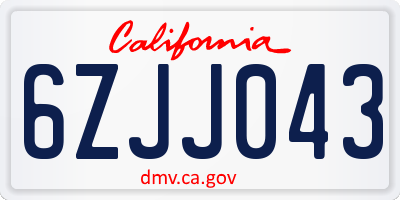 CA license plate 6ZJJ043