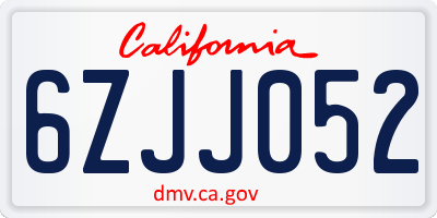 CA license plate 6ZJJ052
