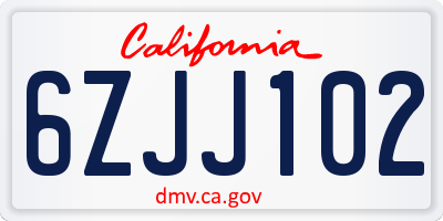 CA license plate 6ZJJ102