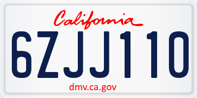 CA license plate 6ZJJ110