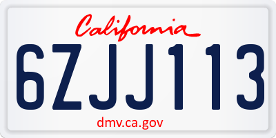 CA license plate 6ZJJ113