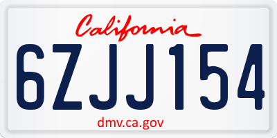 CA license plate 6ZJJ154