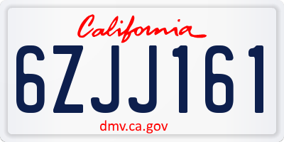 CA license plate 6ZJJ161