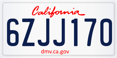 CA license plate 6ZJJ170