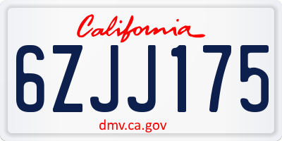 CA license plate 6ZJJ175