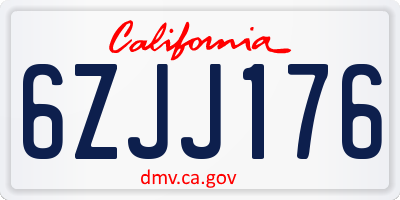 CA license plate 6ZJJ176