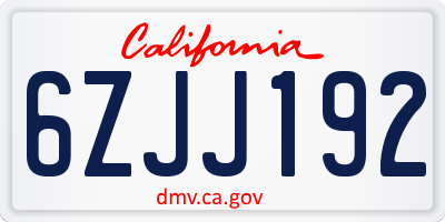 CA license plate 6ZJJ192