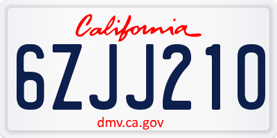 CA license plate 6ZJJ210
