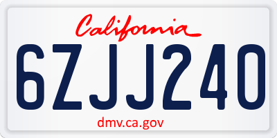 CA license plate 6ZJJ240