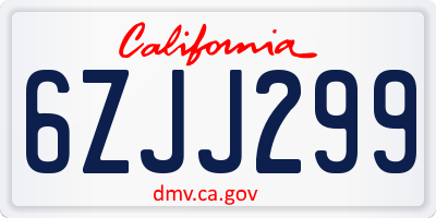 CA license plate 6ZJJ299