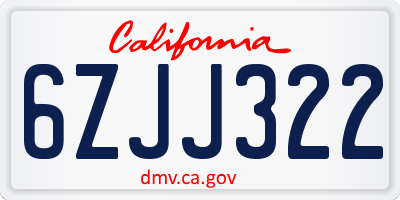 CA license plate 6ZJJ322