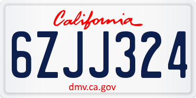 CA license plate 6ZJJ324