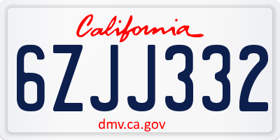 CA license plate 6ZJJ332