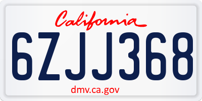 CA license plate 6ZJJ368