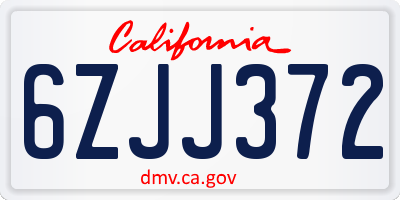 CA license plate 6ZJJ372