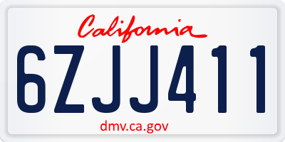CA license plate 6ZJJ411