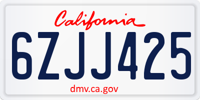 CA license plate 6ZJJ425