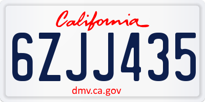 CA license plate 6ZJJ435